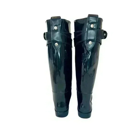 Coach Women's Glossy Black Knee High Rain Boots Waterproof Casual size 9. - Picture 5 of 6